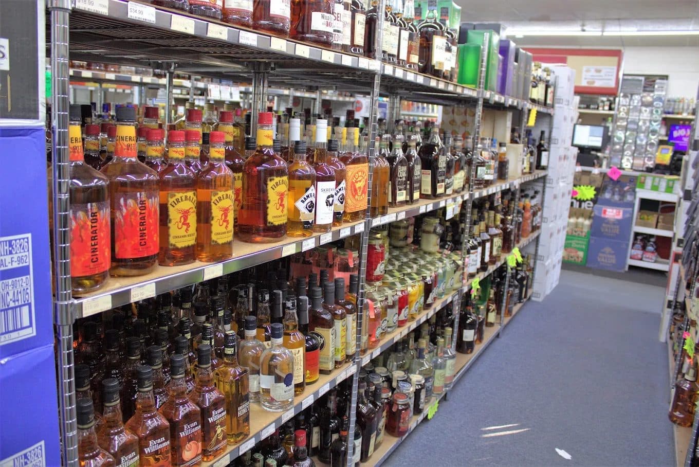 Aisle of whiskey and bourbon